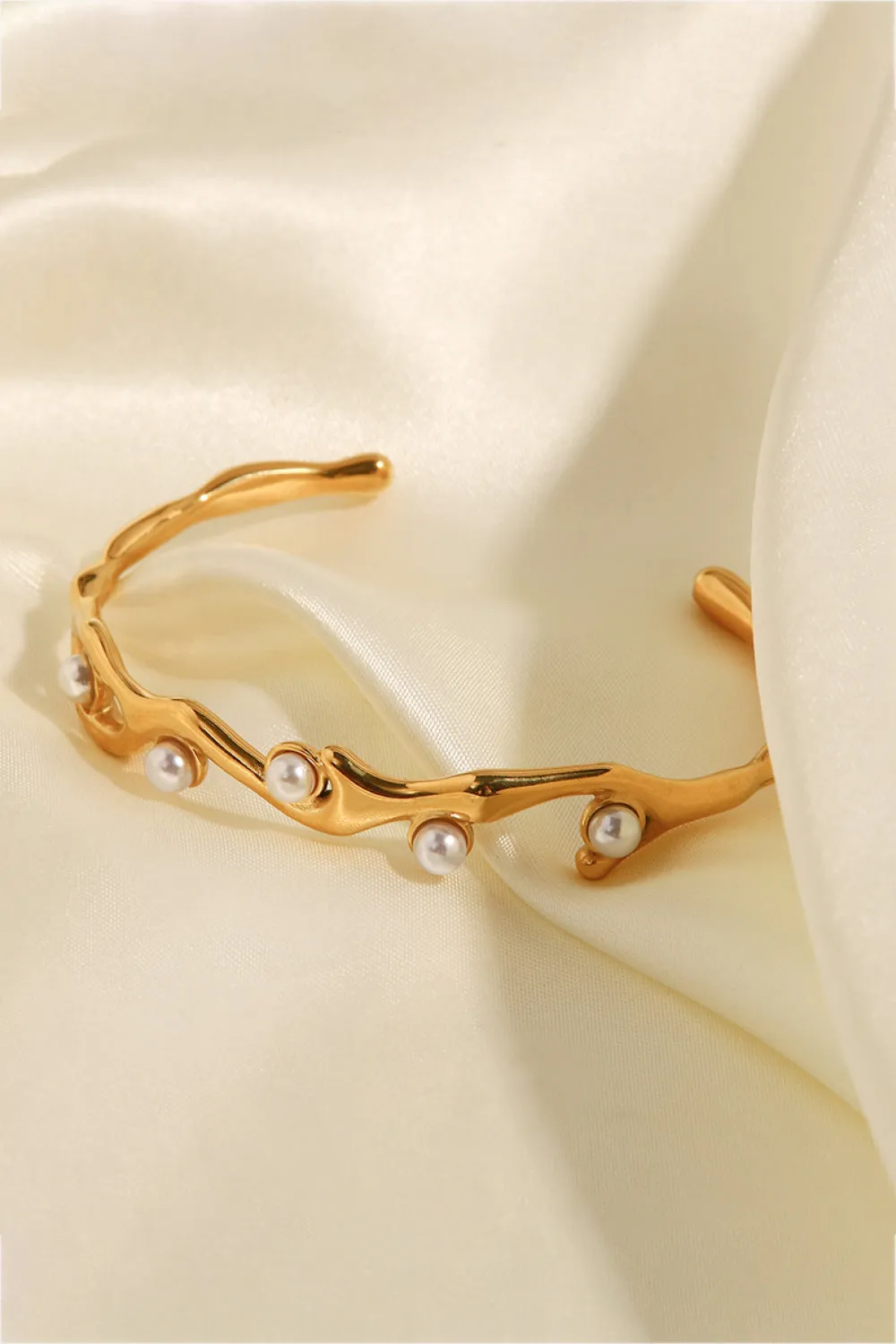 Faux Pearl Open Bracelet