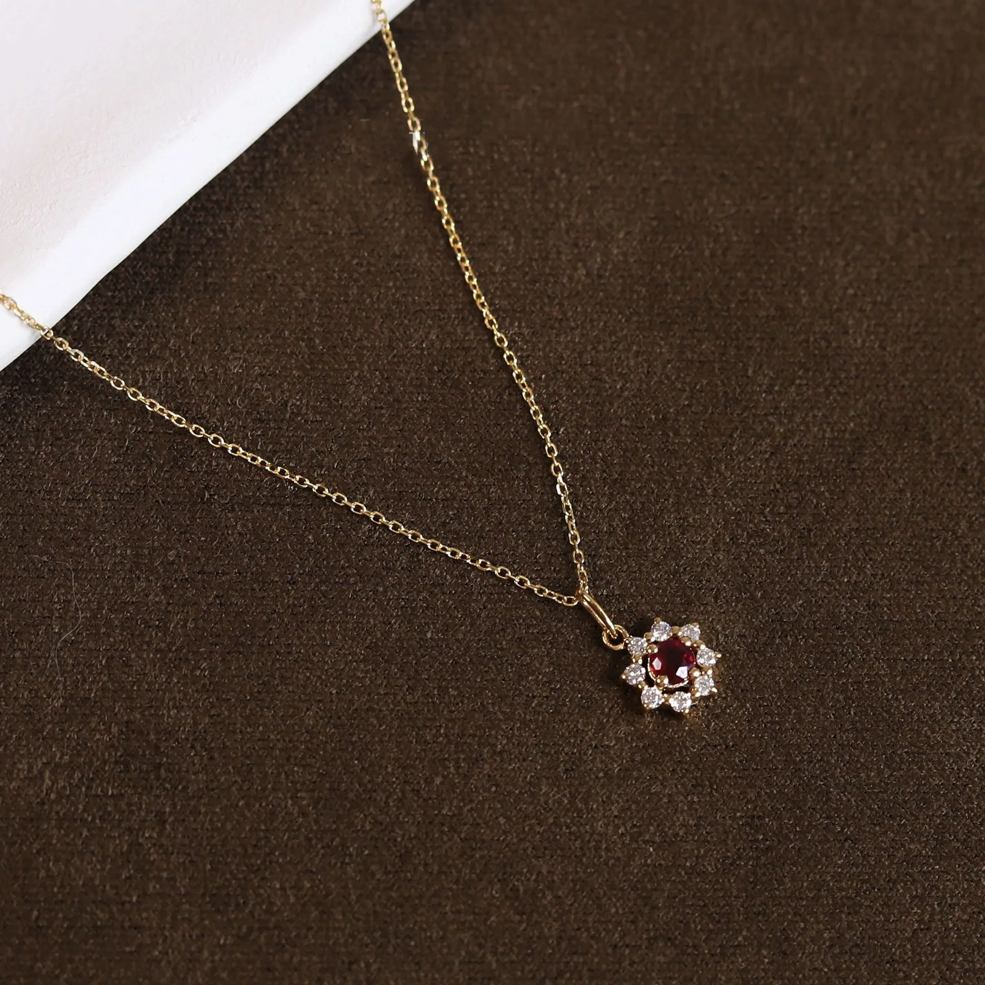 Garnet Blossom Necklace (Solid Silver)