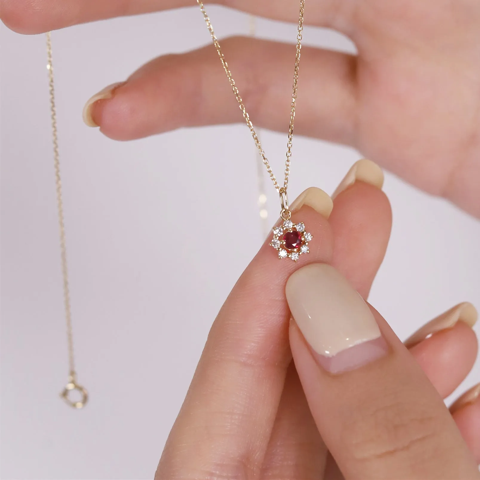 Garnet Blossom Necklace (Solid Silver)