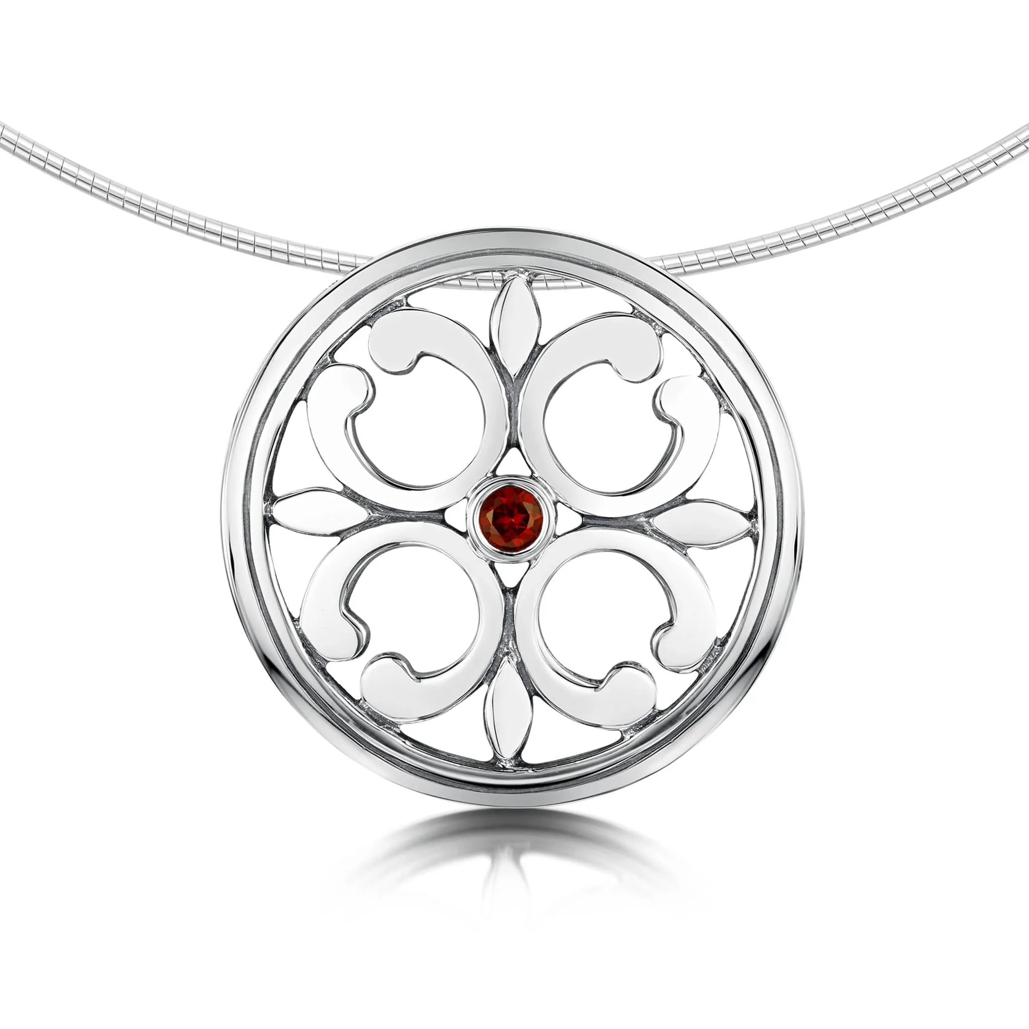 Garnet Cathedral Necklace in Sterling Silver