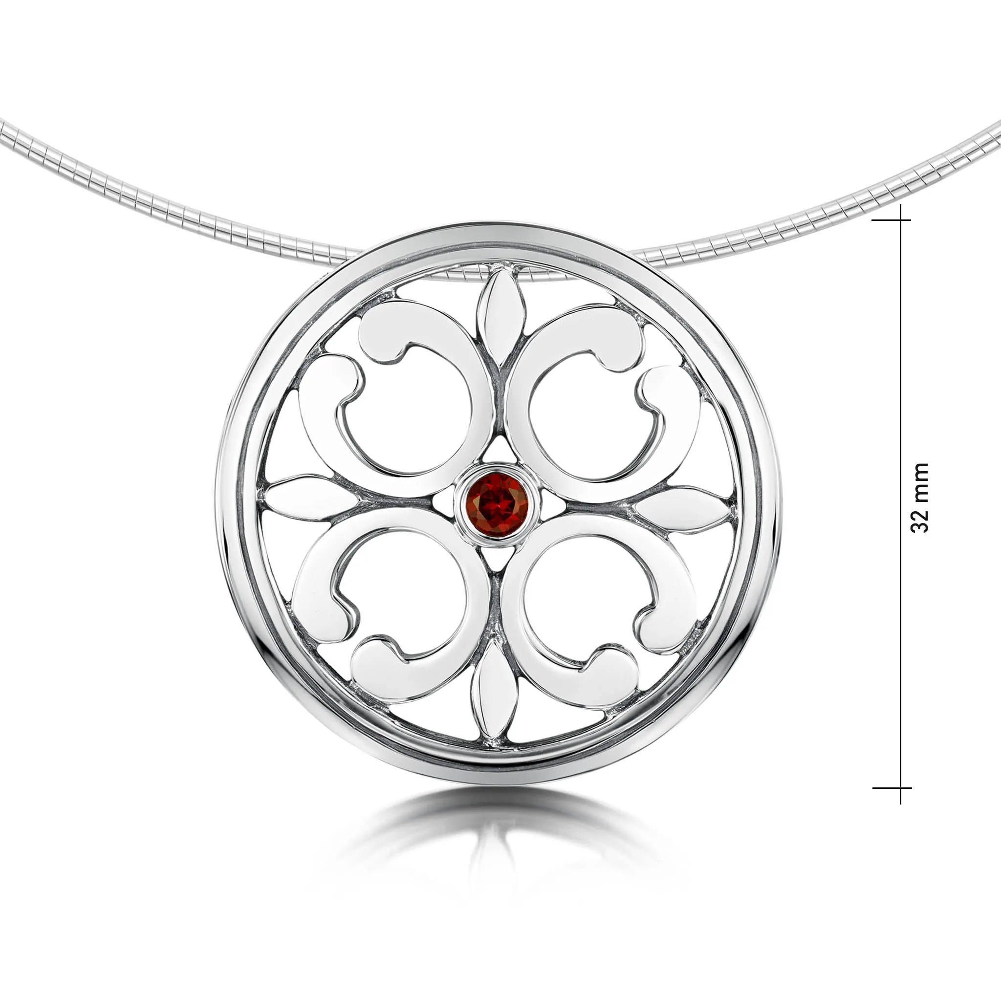 Garnet Cathedral Necklace in Sterling Silver