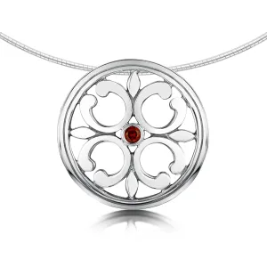 Garnet Cathedral Necklace in Sterling Silver