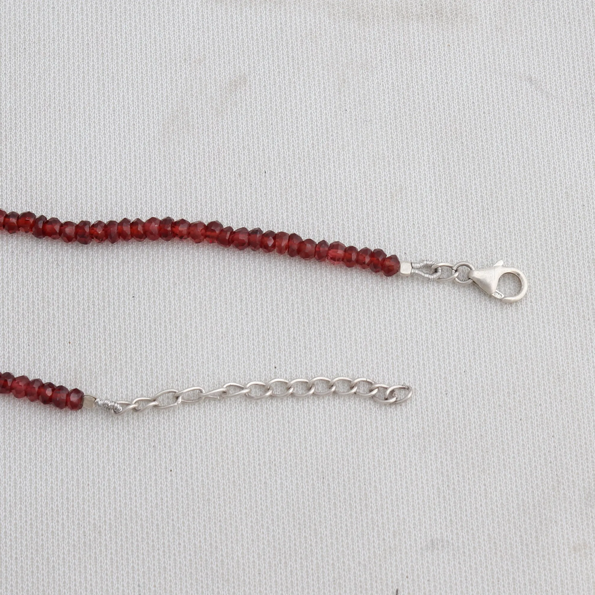 Garnet Silver Beads Necklace