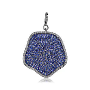 Genuine Blue Sapphire Diamond 925 Silver 18" Link Chain Pendant Jewelry PEMJ-783