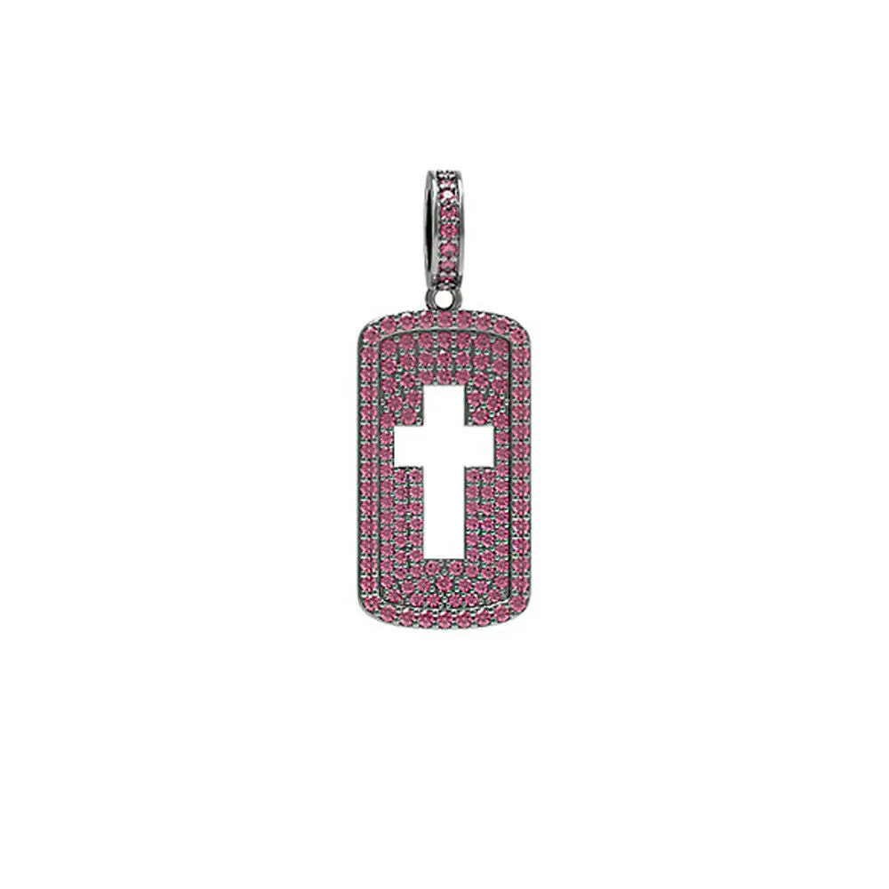 Genuine Red Ruby Gemstone 925 Solid Silver Holy Cross Pendant Religious Jewelry