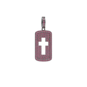 Genuine Red Ruby Gemstone 925 Solid Silver Holy Cross Pendant Religious Jewelry
