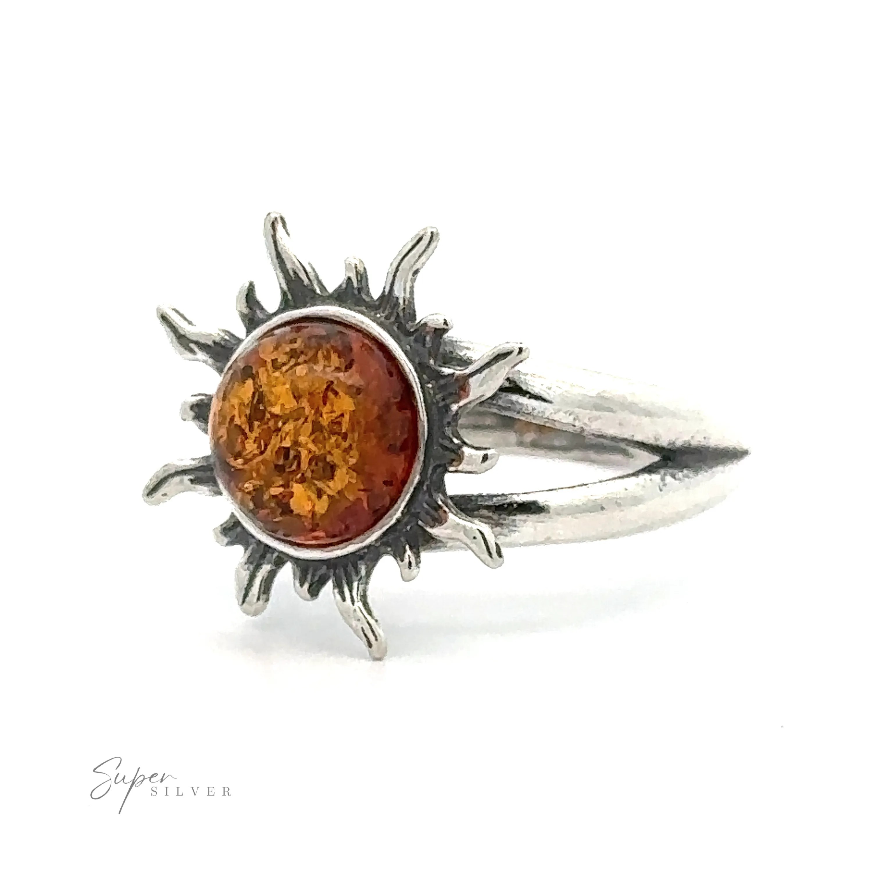 Glowing Amber Sun Ring