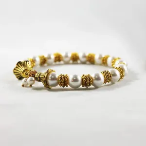 Gold Pearl Bangle Bracelet