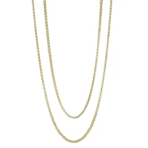 Gold Triple Trace Link Long Chain Necklace