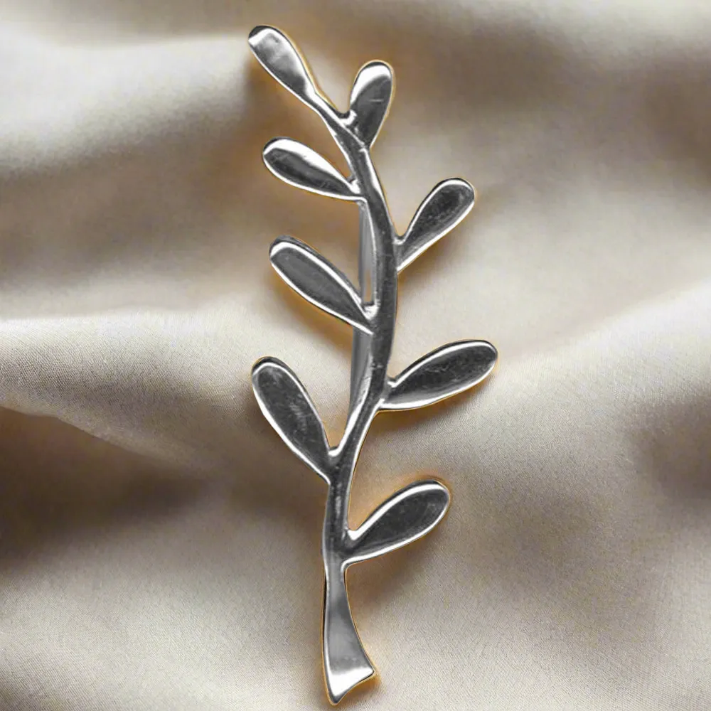Greek Traditional Olive leaf brooch in sterling silver (K-42)