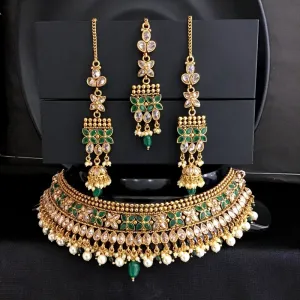 Green Gold Look Necklace Set 9530-4397
