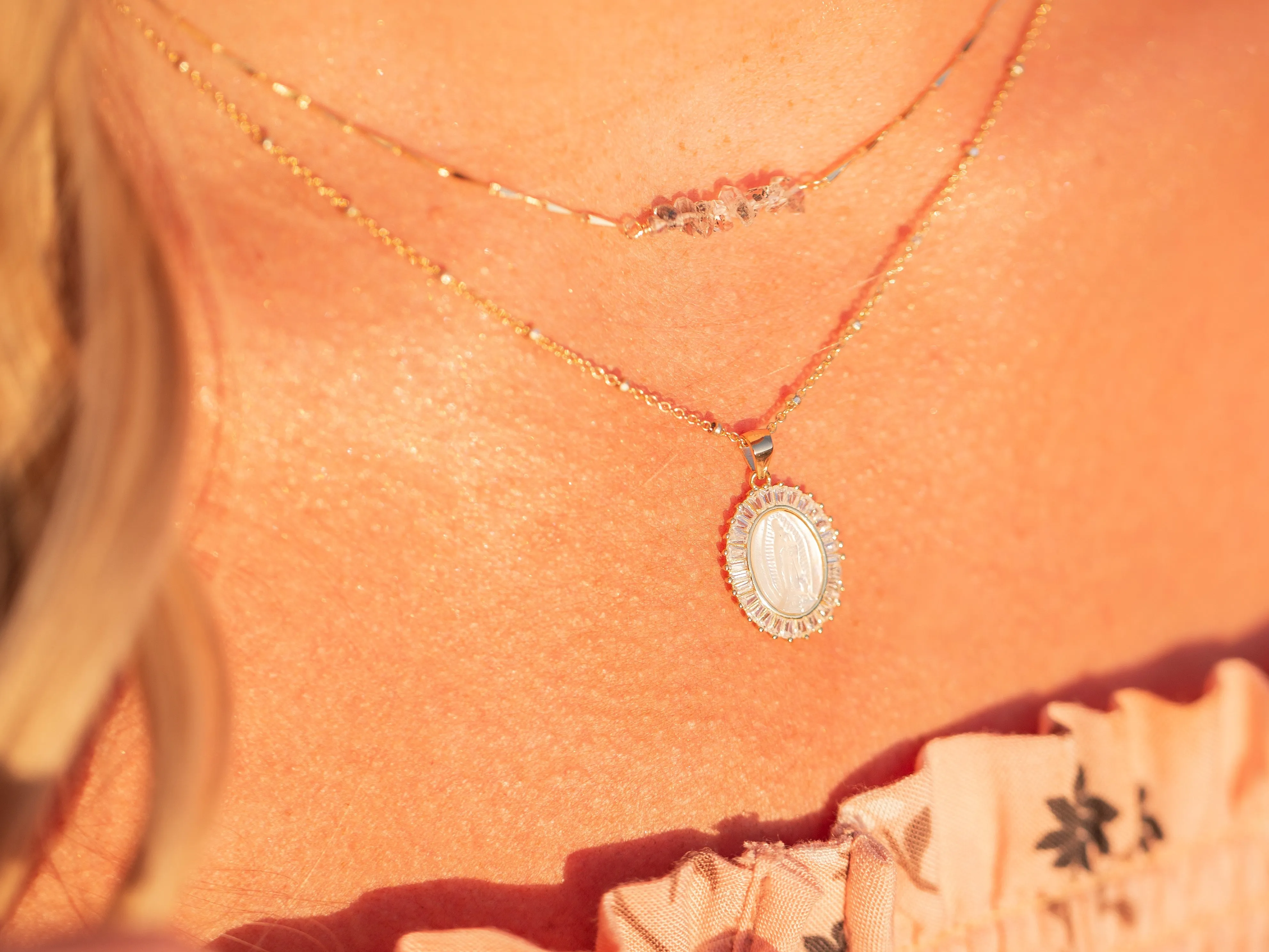 Heishi Birthstone Bar Necklace - August