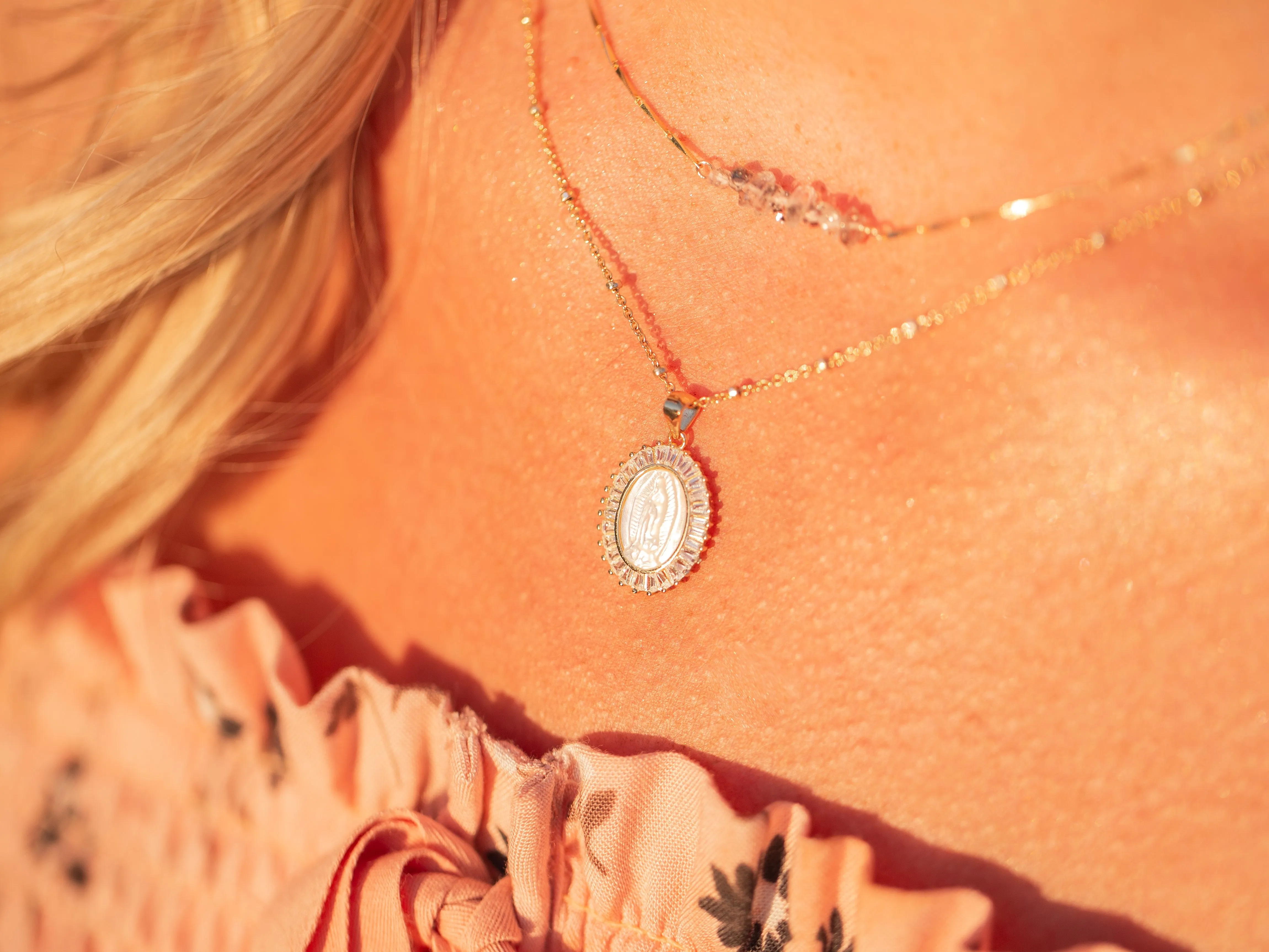 Heishi Birthstone Bar Necklace - August
