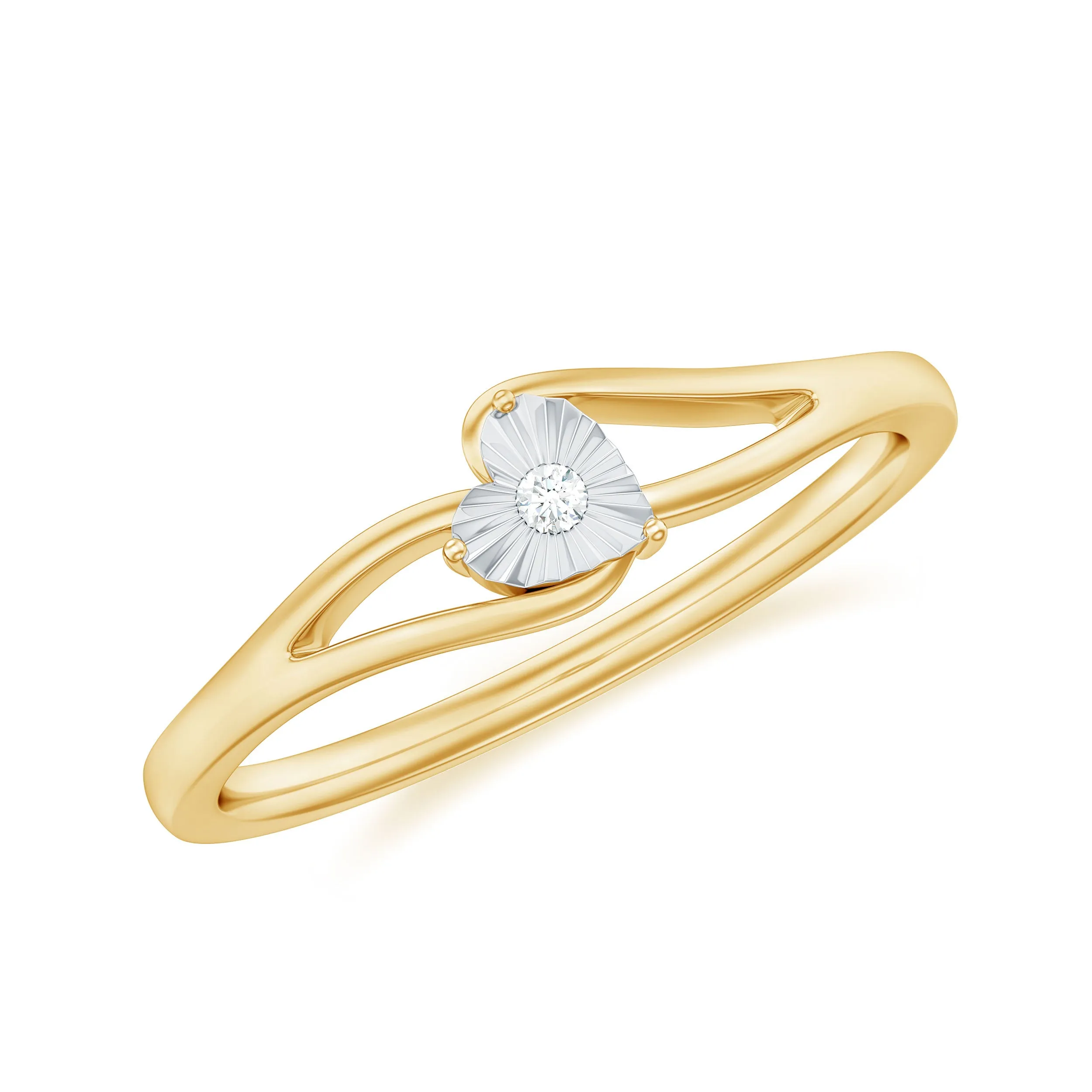 Illusion Set Round Diamond Solitaire Heart Ring in Split Shank