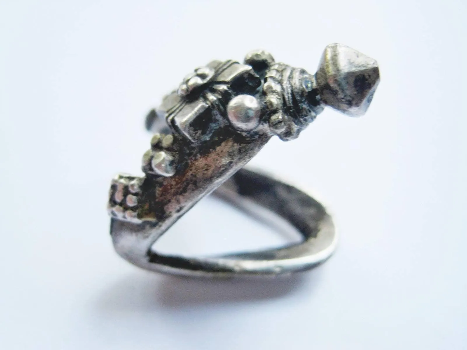 Indian Silver Ring, Vintage V Shaped Tribal Band