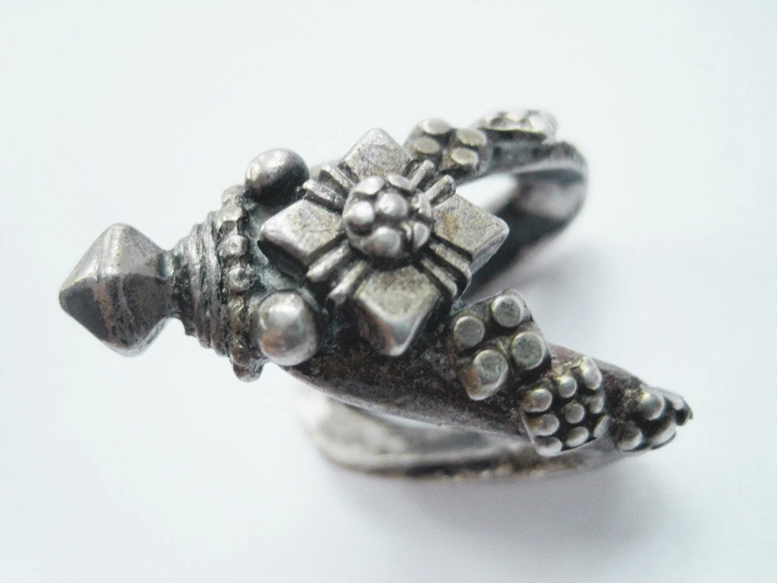 Indian Silver Ring, Vintage V Shaped Tribal Band