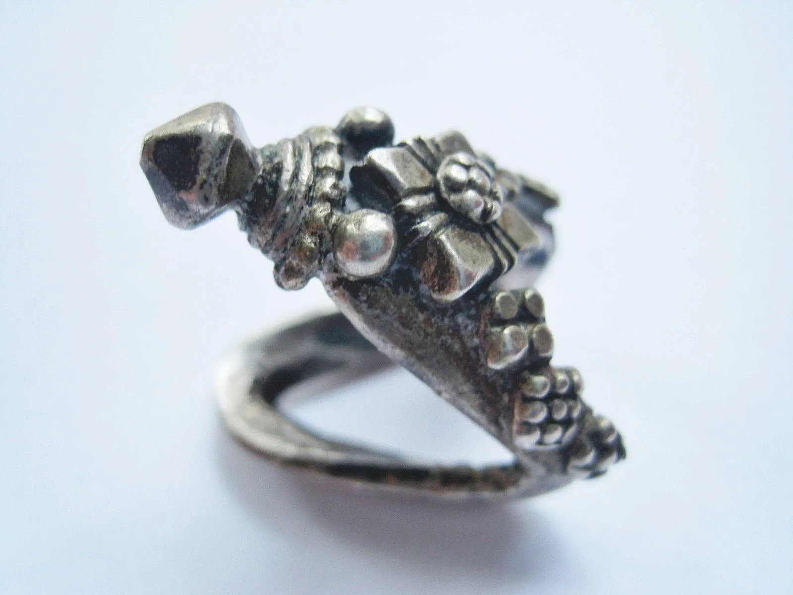 Indian Silver Ring, Vintage V Shaped Tribal Band