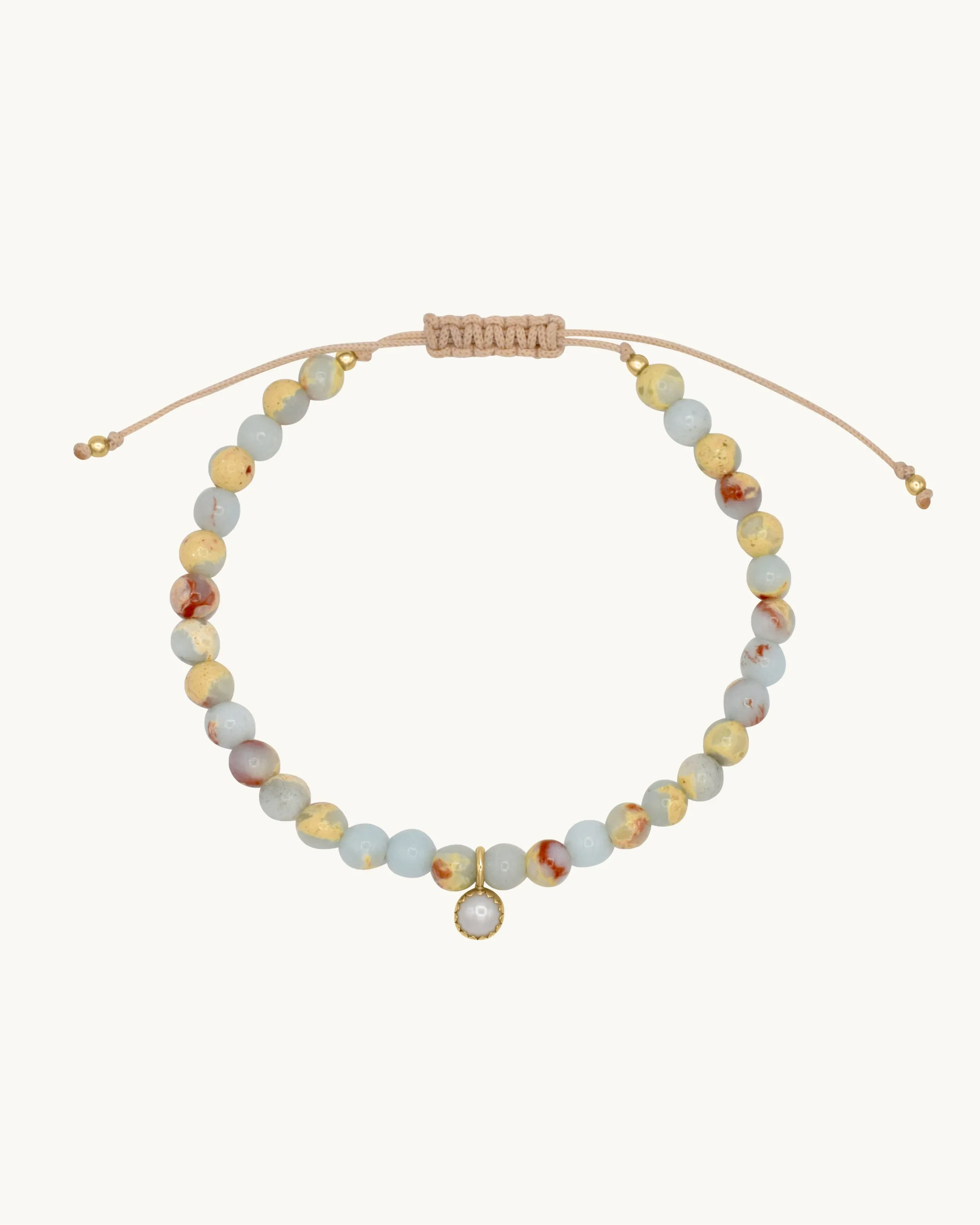 Jaden Friendship Bracelet Pearl and Blue Jasper 14K