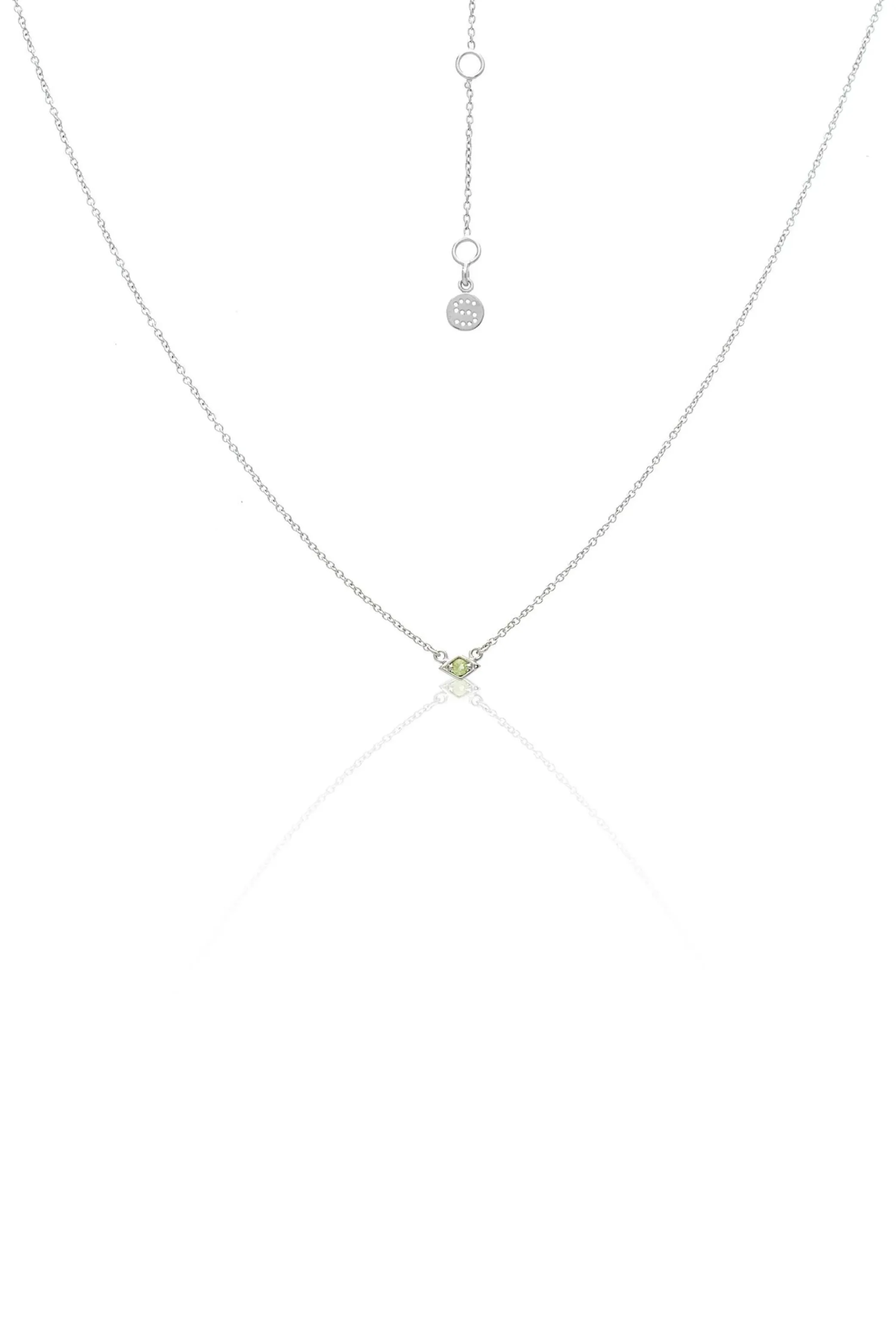 Keepsake Necklace with Green Peridot - Silver