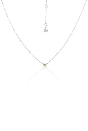 Keepsake Necklace with Green Peridot - Silver