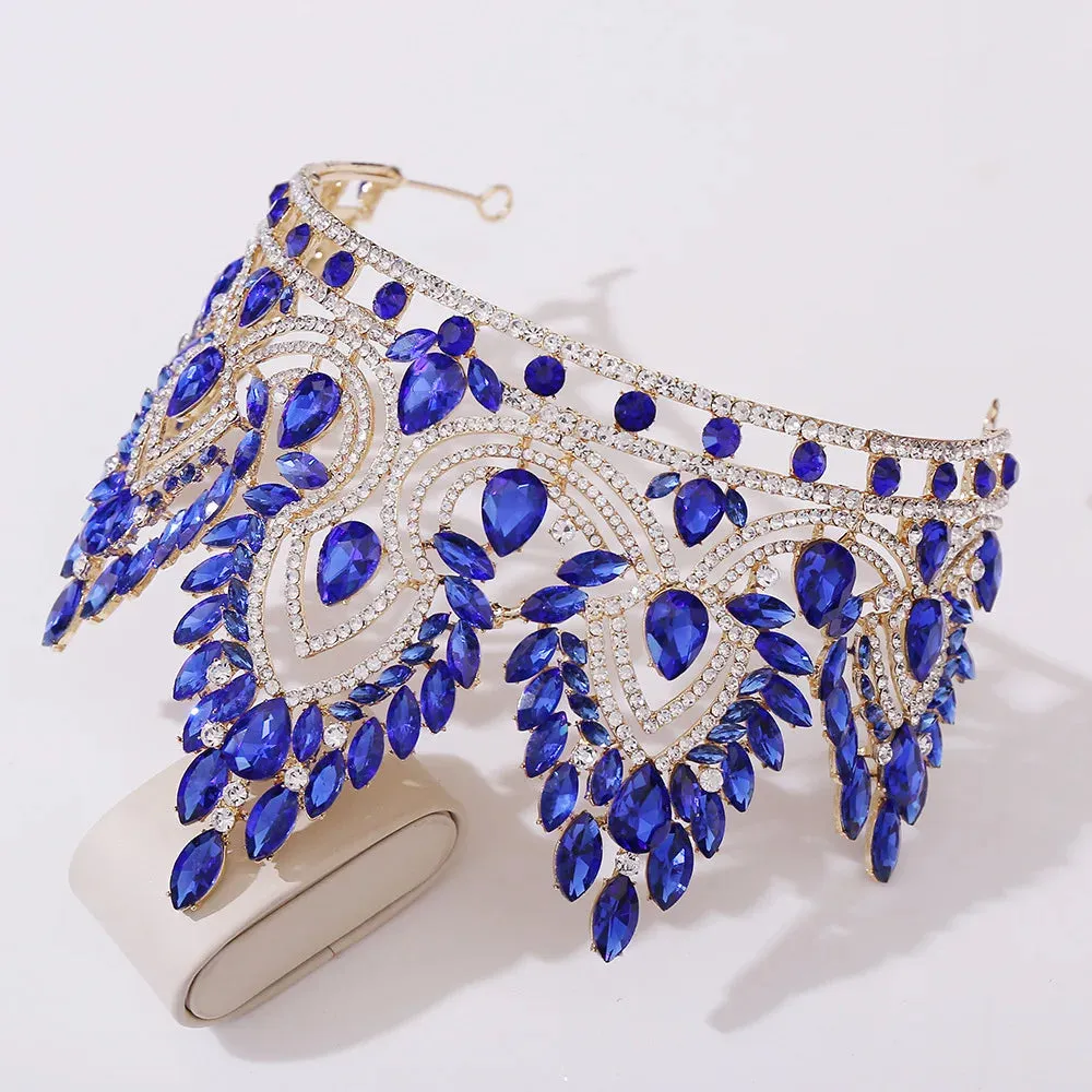 Large Crystal Royal Queen Tiara Crowns Costume Hair Accessories