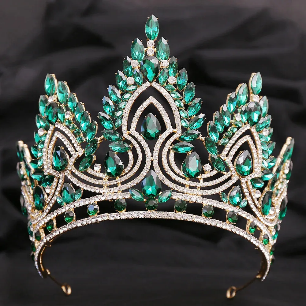 Large Crystal Royal Queen Tiara Crowns Costume Hair Accessories