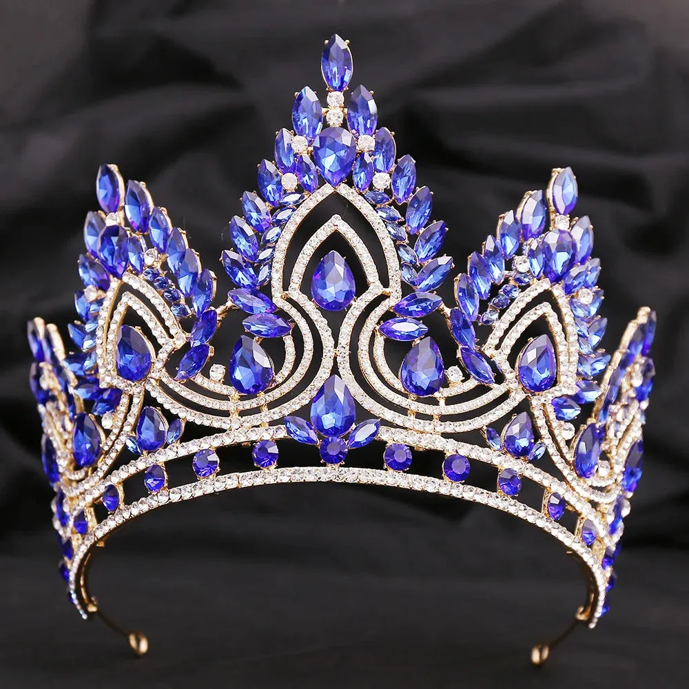 Large Crystal Royal Queen Tiara Crowns Costume Hair Accessories