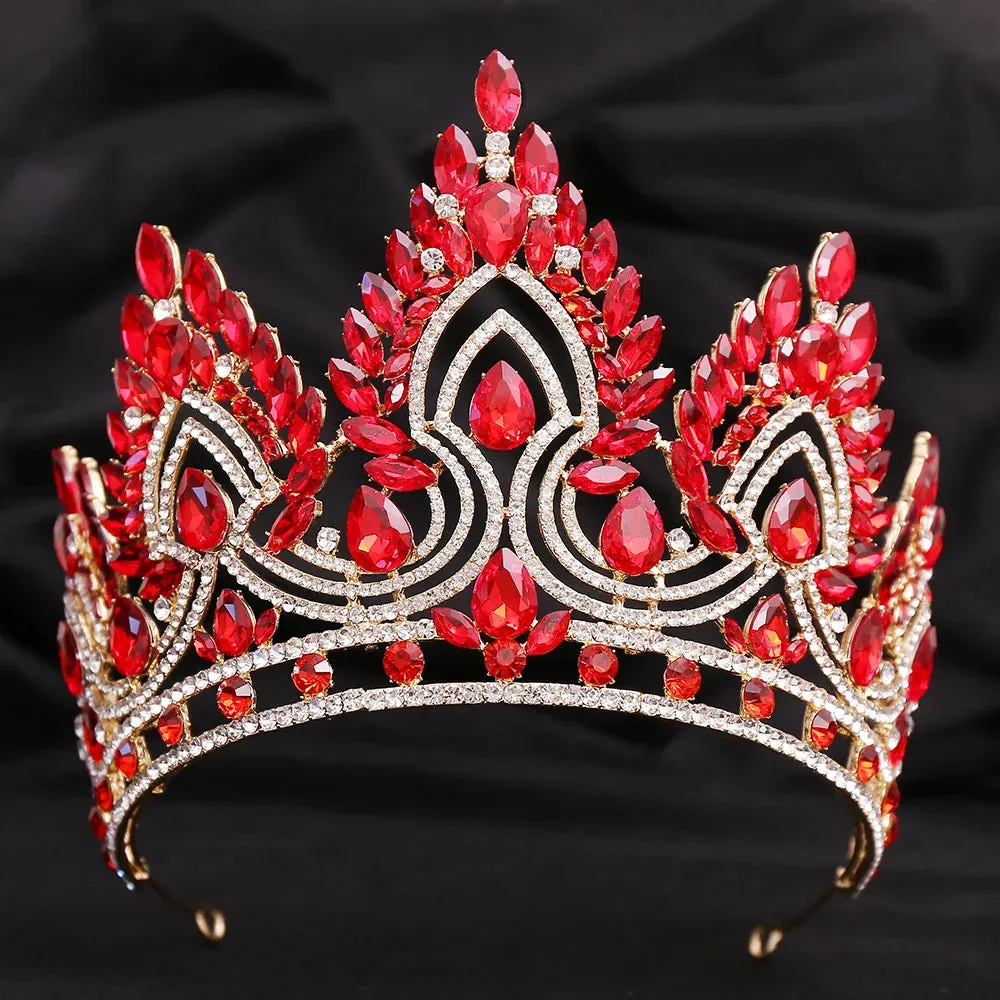 Large Crystal Royal Queen Tiara Crowns Costume Hair Accessories