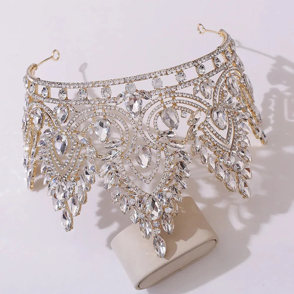 Large Crystal Royal Queen Tiara Crowns Costume Hair Accessories