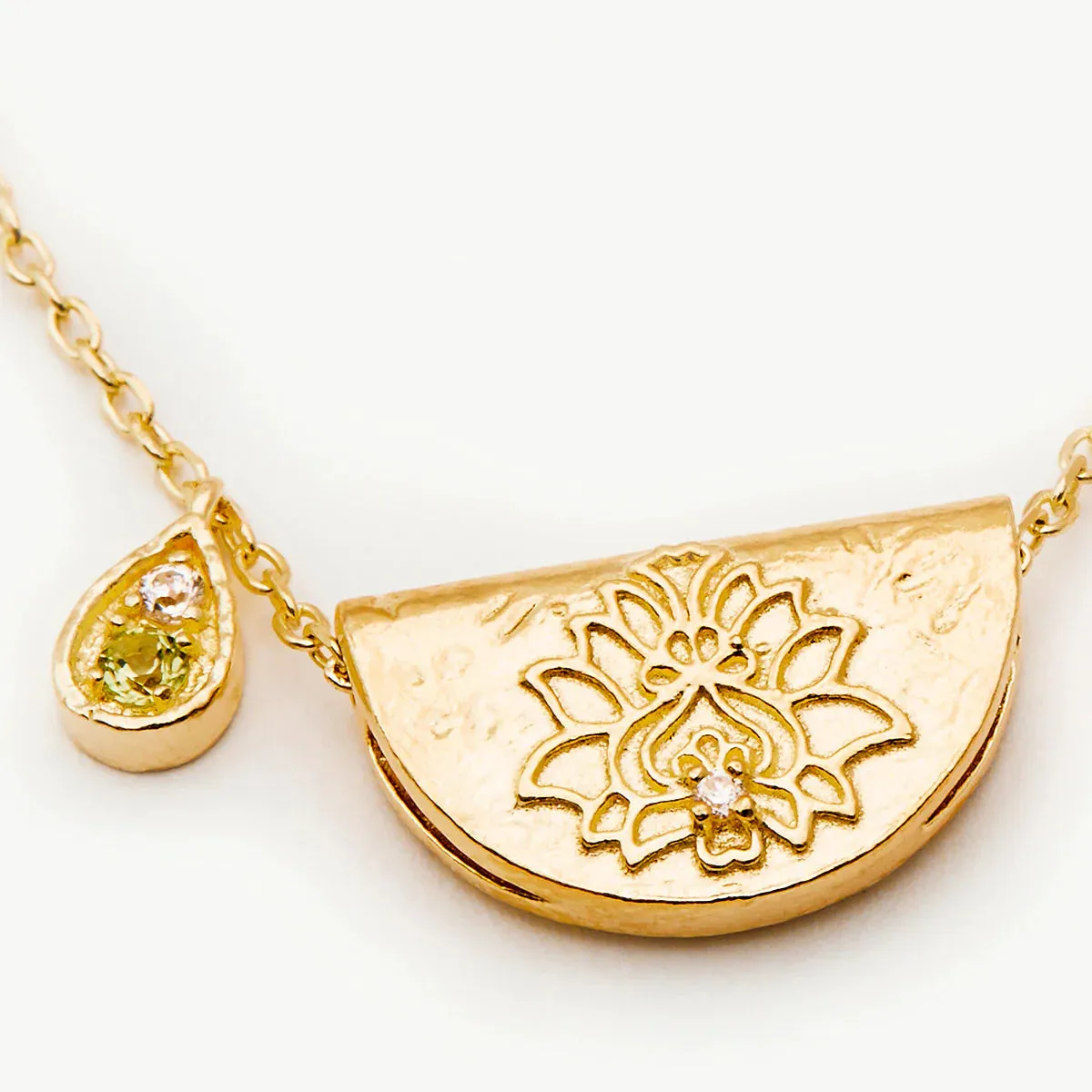 Lotus Birthstone Necklace - August Peridot