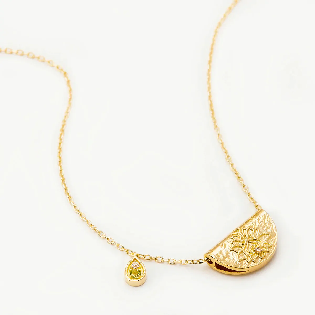 Lotus Birthstone Necklace - August Peridot