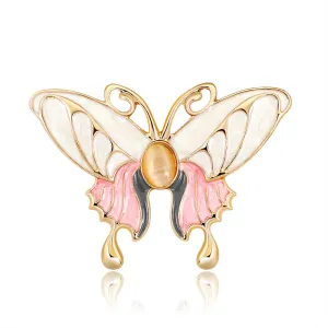 luxury Fashion Fine Jewelry Alloy Custom Animal Zircon Pearls Butterfly Pins Brooches For Women