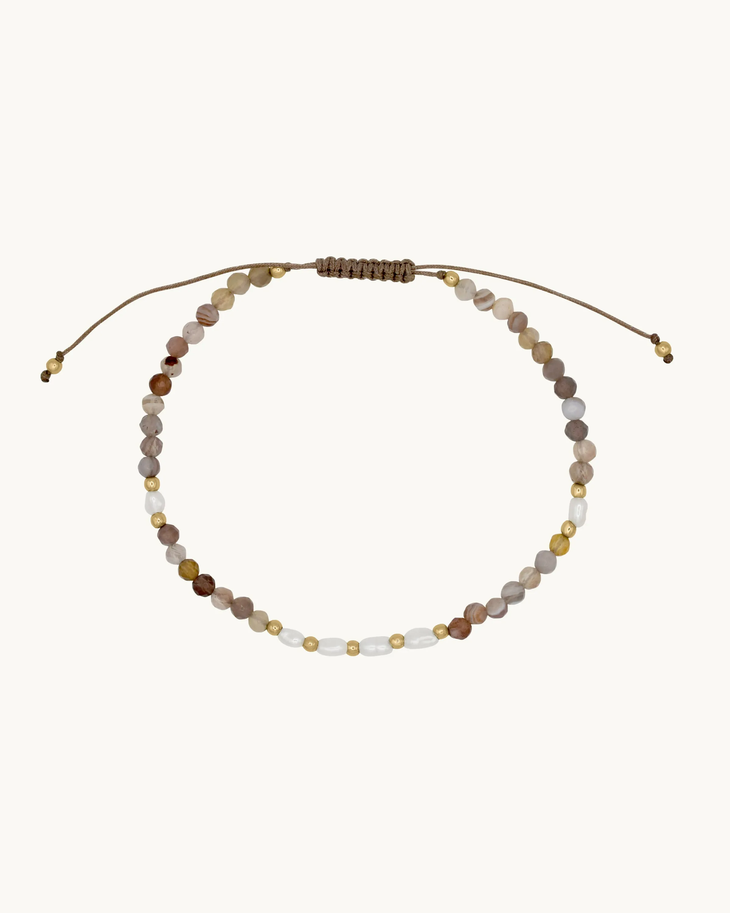 Mara Friendship Bracelet Pearl and Agate 14K