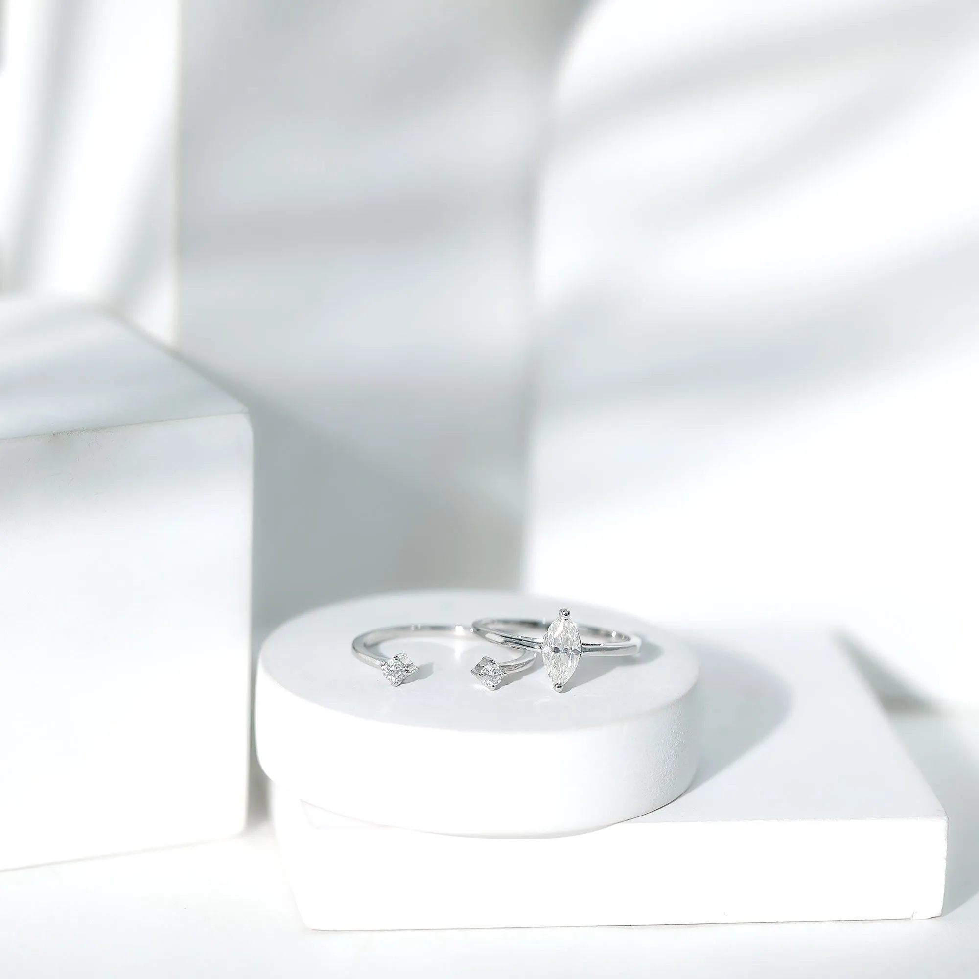 Marquise Cut Solitaire Moissanite Simple Ring Set
