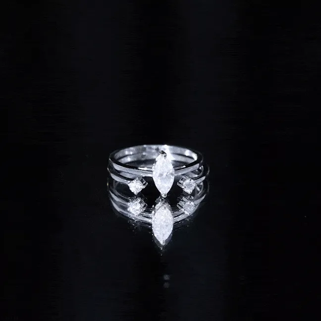 Marquise Cut Solitaire Moissanite Simple Ring Set
