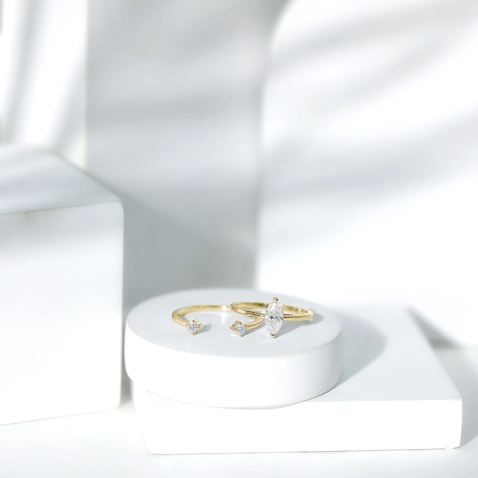 Marquise Cut Solitaire Moissanite Simple Ring Set