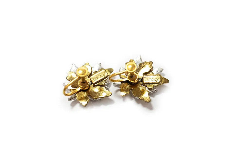 McCLELLAND BARCLAY Maple Leaf with Diamanté Screwback Earrings