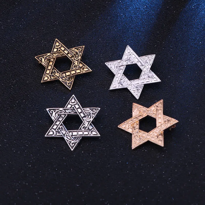 Men's Carving Star Of David Brooch