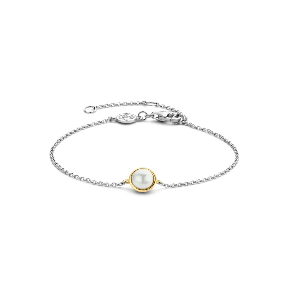 Milano Single Pearl Bracelet - Silver/Gold - 23006YP