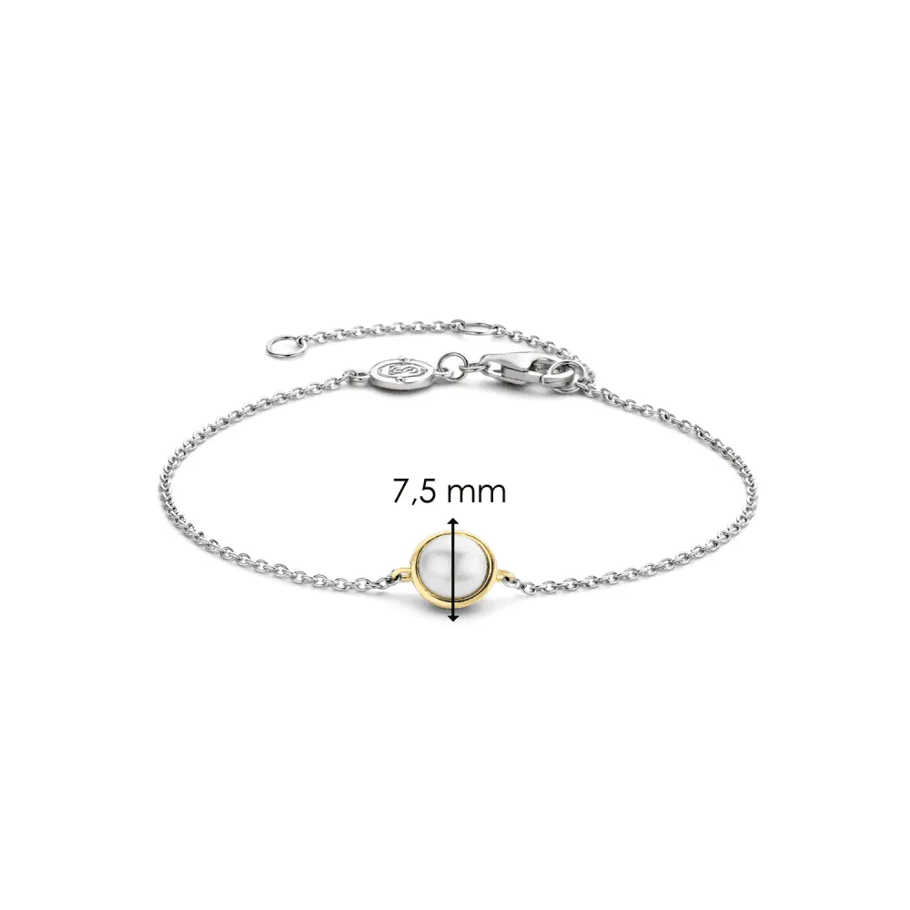 Milano Single Pearl Bracelet - Silver/Gold - 23006YP