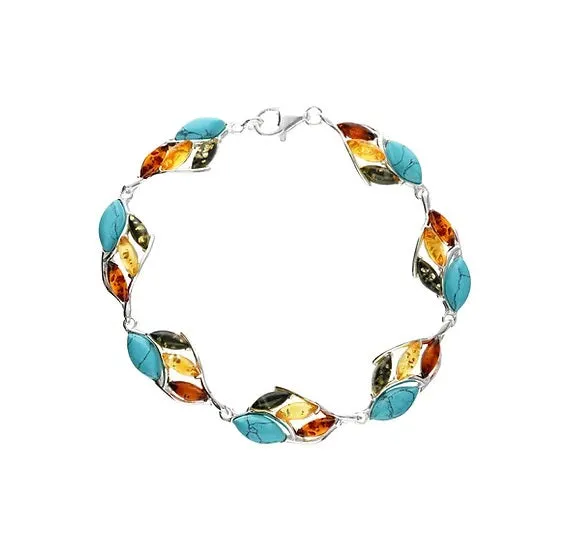 MILENA Baltic Amber - Turquoise Silver Bracelet
