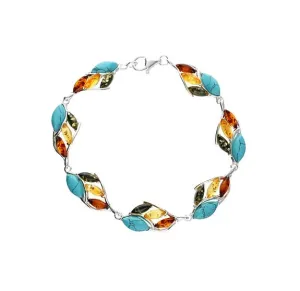 MILENA Baltic Amber - Turquoise Silver Bracelet