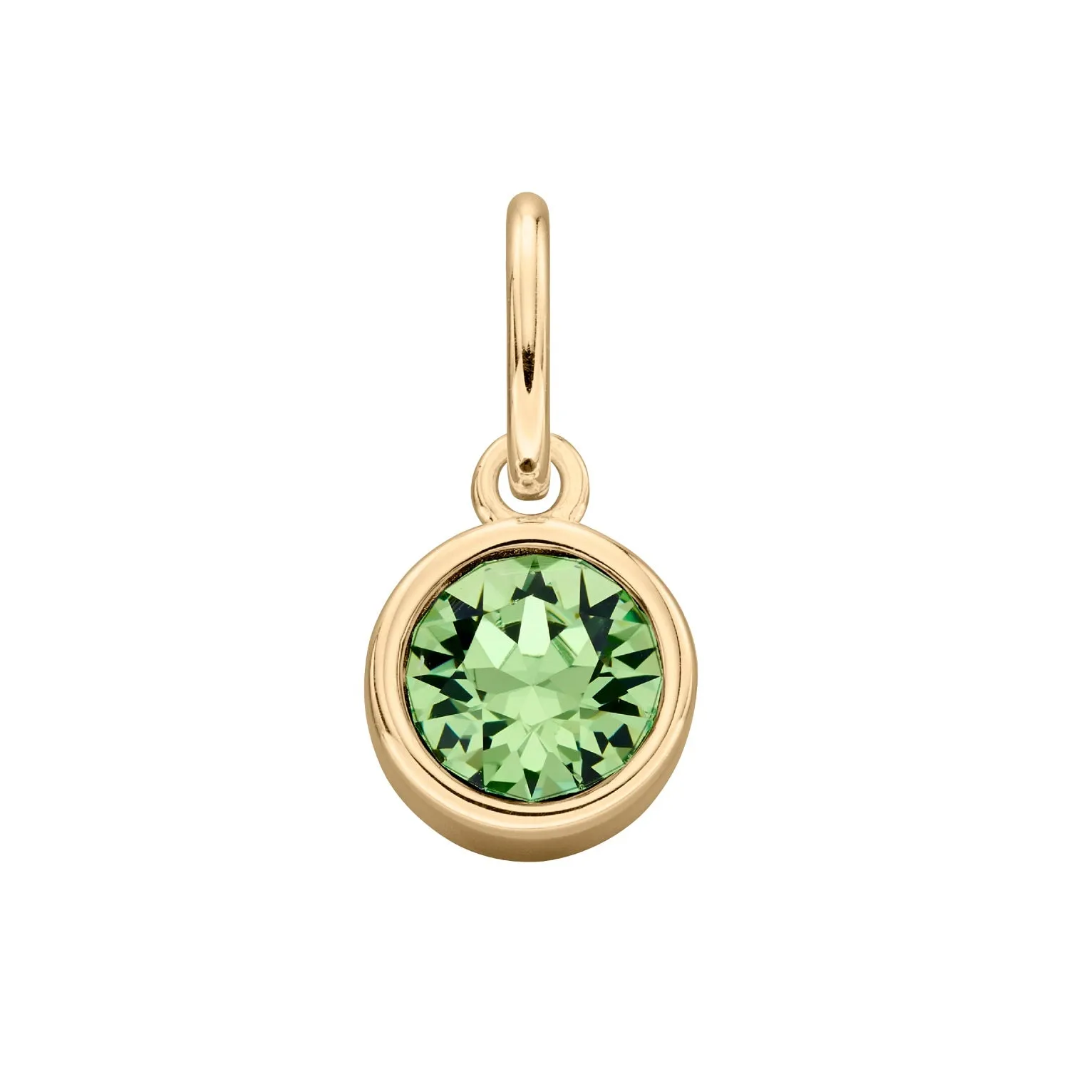 MILENA Necklace Gold Plated August Birthstone Peridot SWAROVSKI with engravable disc