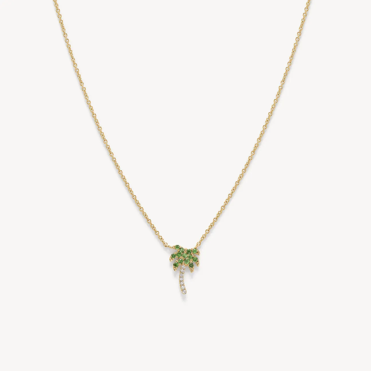 Mini Diamond & Garnet Palm Tree Necklace