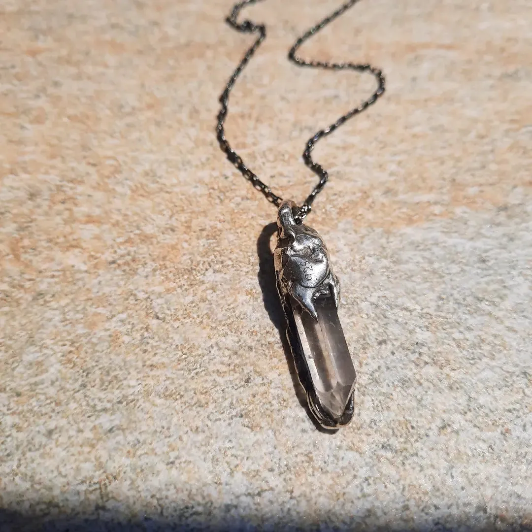 N.13 Quartz Crystal & Red Garnet One of a kind Pendant