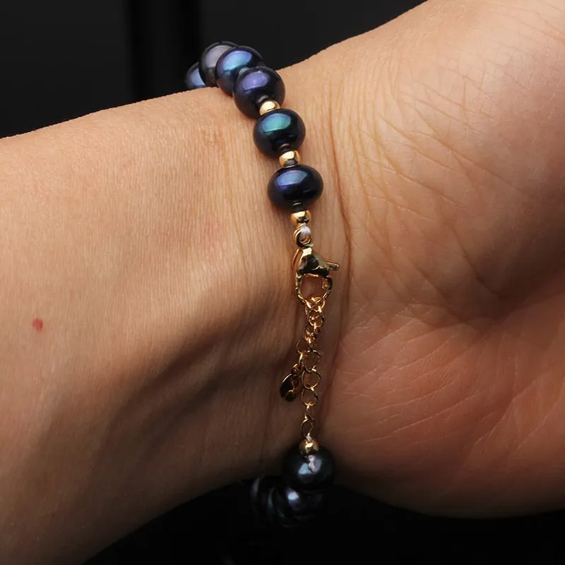 Natural Freshwater Black Pearl Bracelets