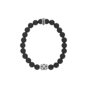 Onyx Beaded Bracelet With MB Cross Scroll Barrel Bead