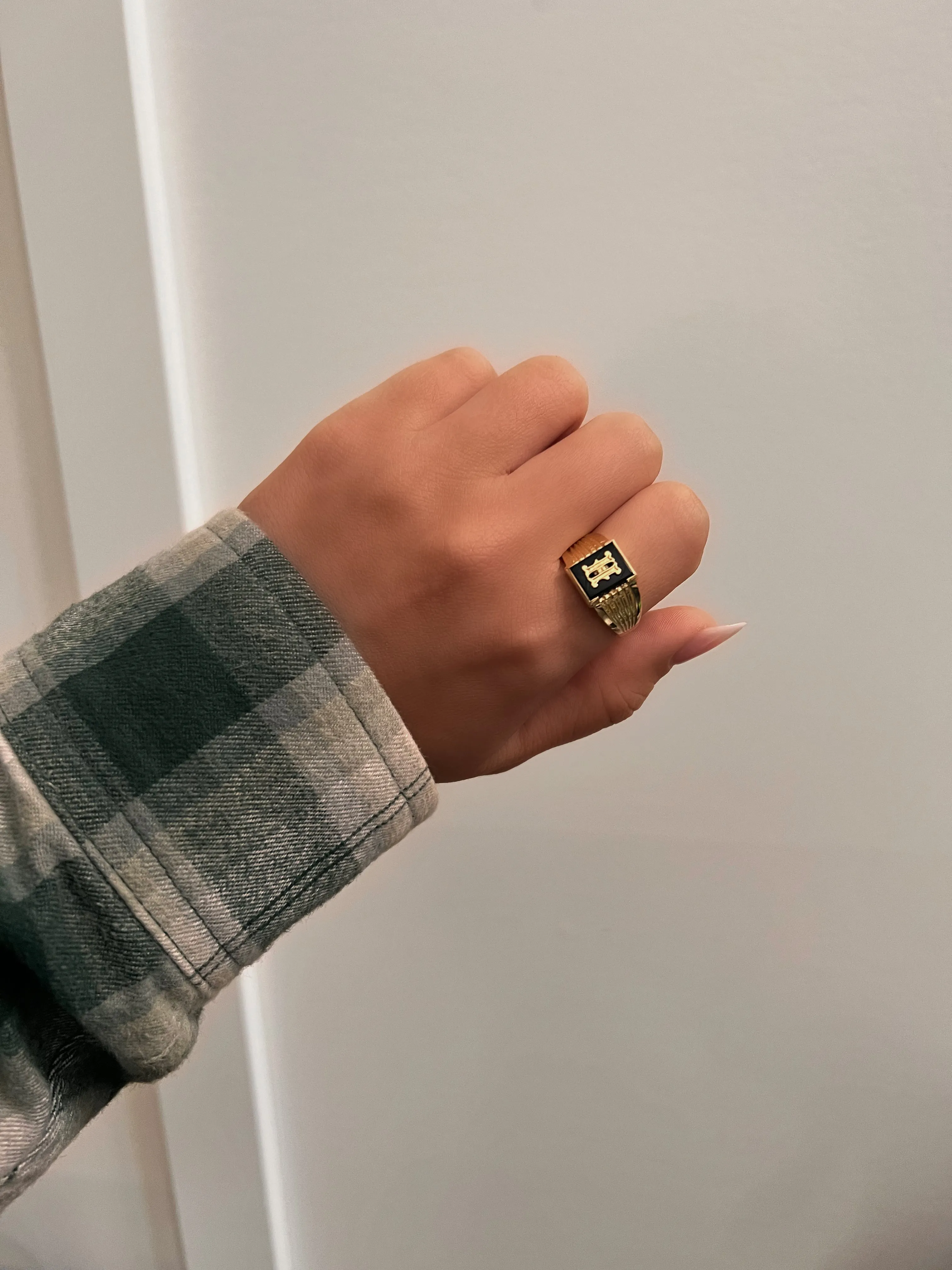 Onyx Initial Ring