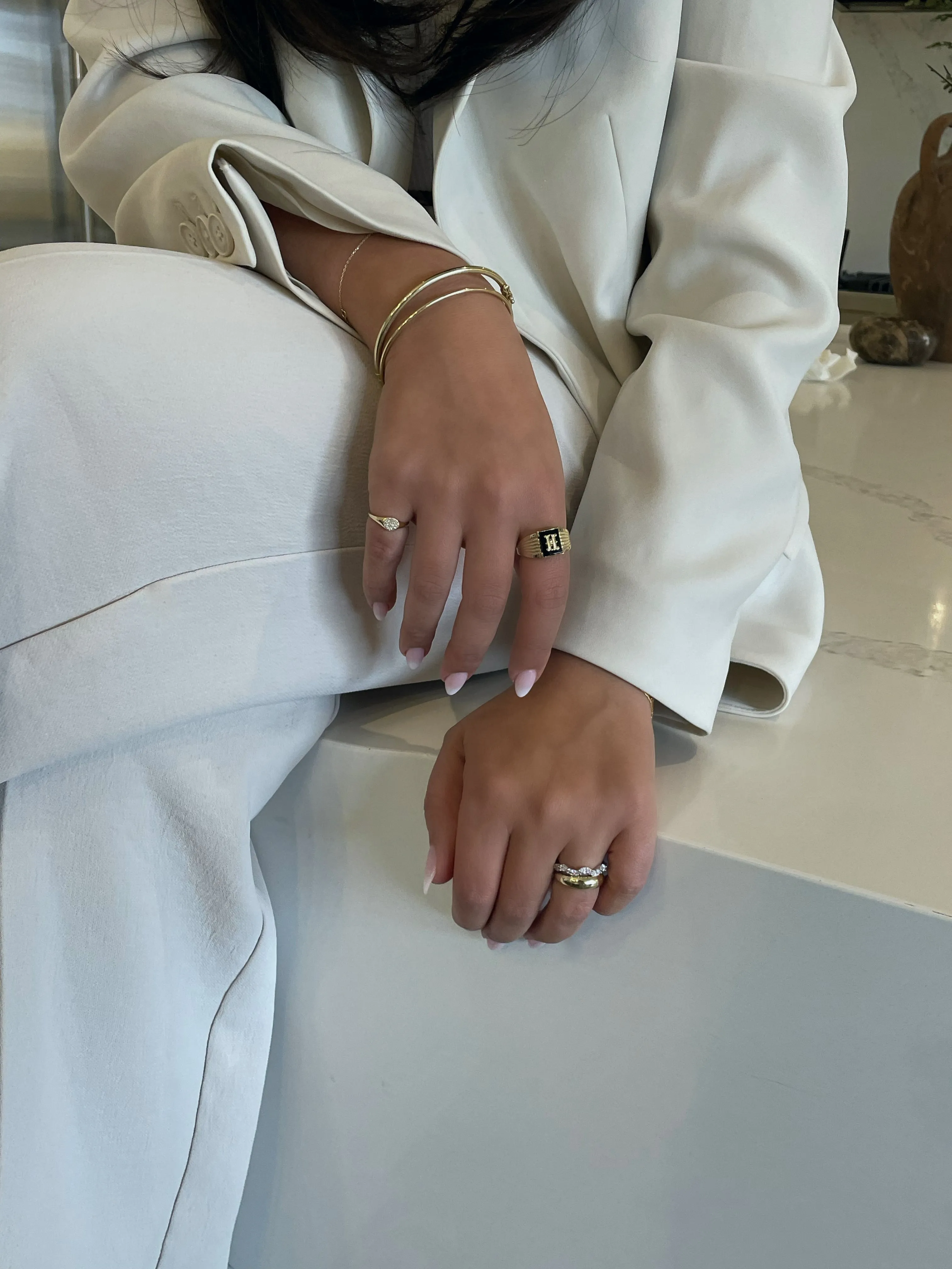 Onyx Initial Ring