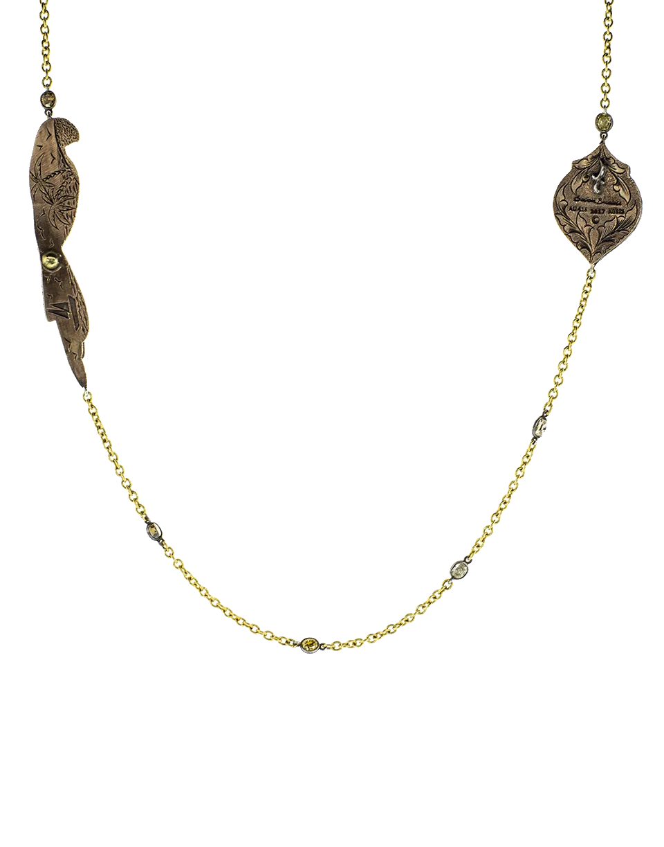 Parrot And Carved Rose Rock Quartz Necklace